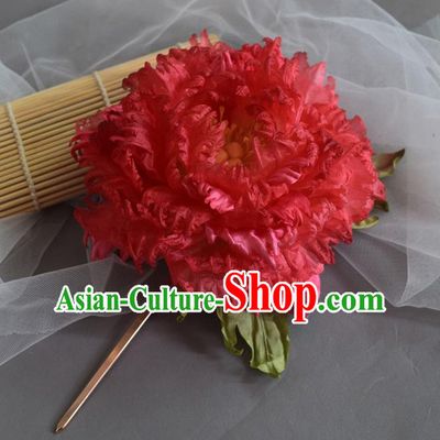 Chinese Traditional Tang Dynasty Hair Accessories Handmade Ancient Imperial Concubine Red Peony Hairpin
