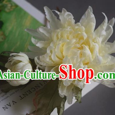 Chinese Traditional Hanfu Hair Stick Handmade Hair Accessories Cheongsam Yellow Silk Chrysanthemum Hairpin