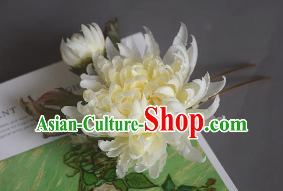 Chinese Traditional Hanfu Hair Stick Handmade Hair Accessories Cheongsam Yellow Silk Chrysanthemum Hairpin Chinese Traditional Hanfu Hair Stick Handmade Hair Accessories Cheongsam Yellow Silk Chrysanthemum Hairpin