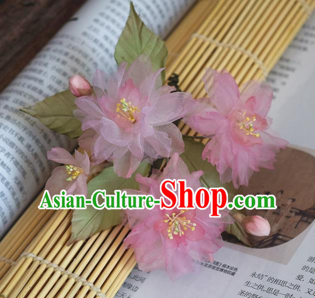 Chinese Handmade Qipao Dress Hair Accessories Traditional Hanfu Pink Silk Sakura Hair Stick Chinese Handmade Qipao Dress Hair Accessories Traditional Hanfu Pink Silk Sakura Hair Stick