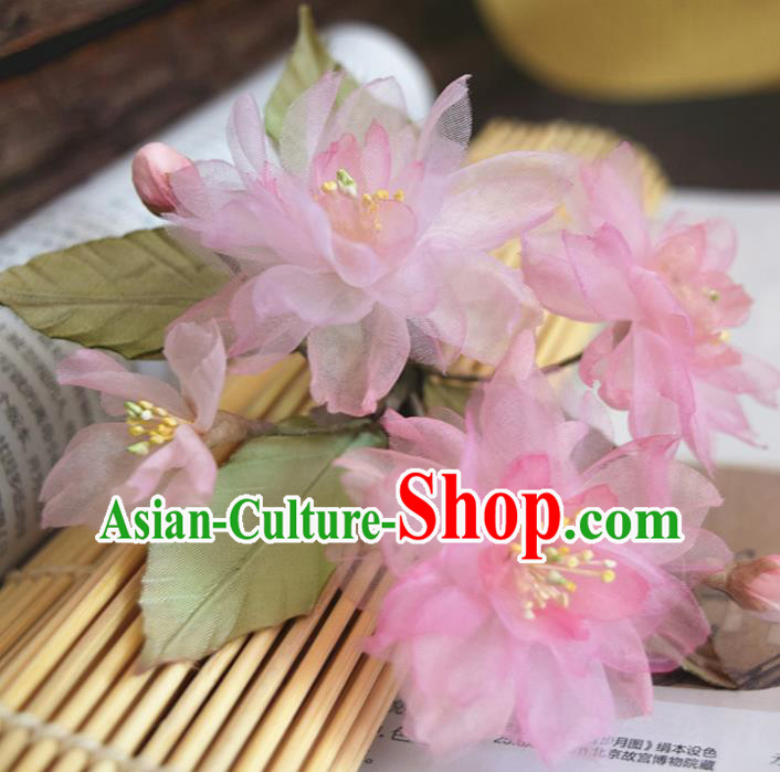 Chinese Handmade Qipao Dress Hair Accessories Traditional Hanfu Pink Silk Sakura Hair Stick Chinese Handmade Qipao Dress Hair Accessories Traditional Hanfu Pink Silk Sakura Hair Stick