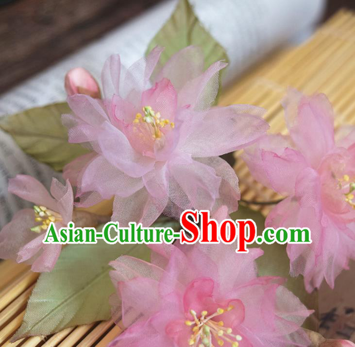 Chinese Handmade Qipao Dress Hair Accessories Traditional Hanfu Pink Silk Sakura Hair Stick Chinese Handmade Qipao Dress Hair Accessories Traditional Hanfu Pink Silk Sakura Hair Stick