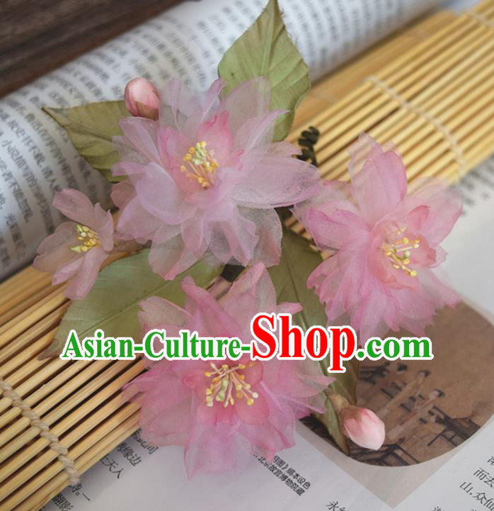 Chinese Handmade Qipao Dress Hair Accessories Traditional Hanfu Pink Silk Sakura Hair Stick Chinese Handmade Qipao Dress Hair Accessories Traditional Hanfu Pink Silk Sakura Hair Stick
