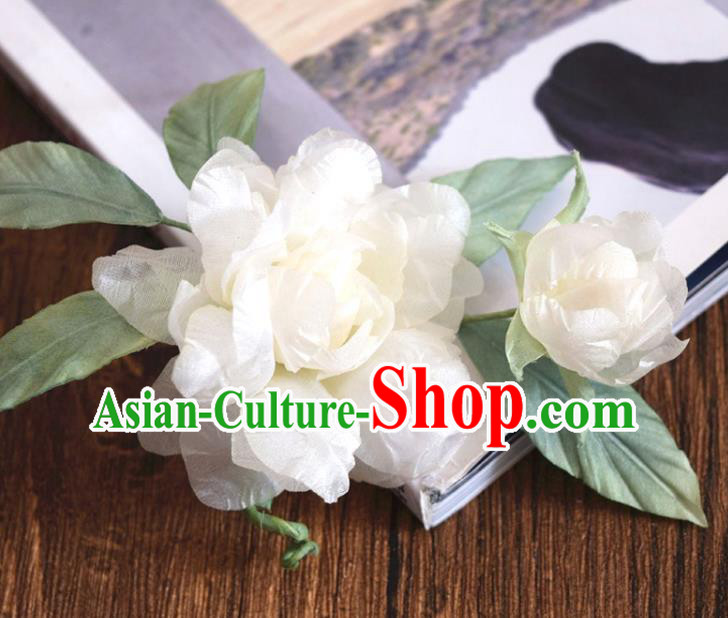 Chinese Handmade White Silk Gardenia Hairpin Traditional Qipao Dress Hair Stick Chinese Handmade White Silk Gardenia Hairpin Traditional Qipao Dress Hair Stick