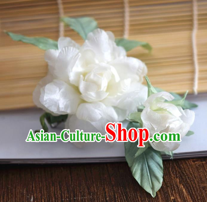 Chinese Handmade White Silk Gardenia Hairpin Traditional Qipao Dress Hair Stick Chinese Handmade White Silk Gardenia Hairpin Traditional Qipao Dress Hair Stick