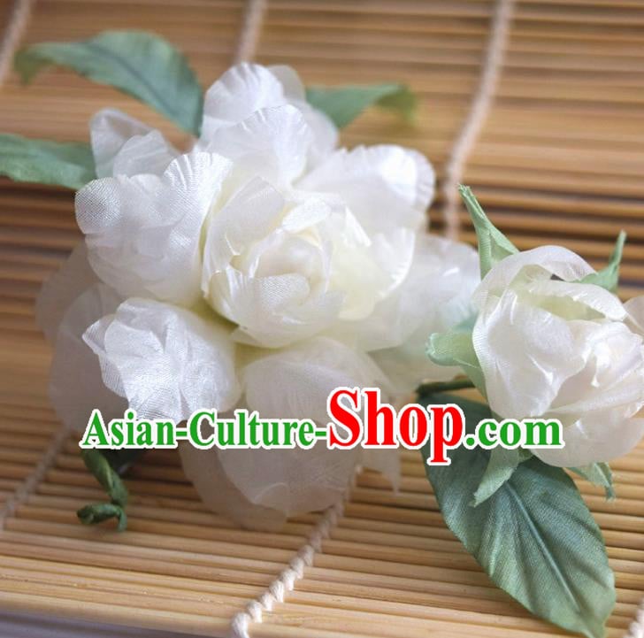 Chinese Handmade White Silk Gardenia Hairpin Traditional Qipao Dress Hair Stick Chinese Handmade White Silk Gardenia Hairpin Traditional Qipao Dress Hair Stick