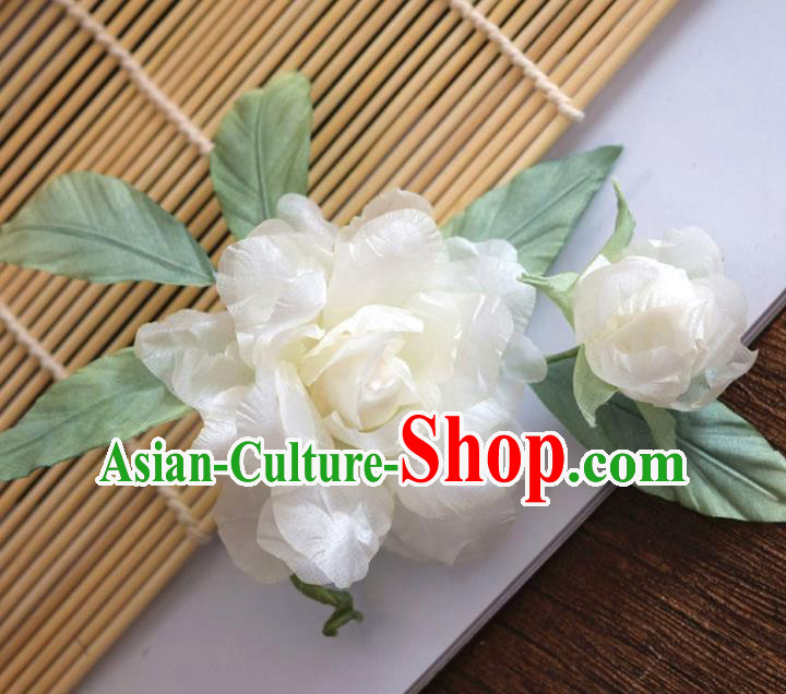 Chinese Handmade White Silk Gardenia Hairpin Traditional Qipao Dress Hair Stick Chinese Handmade White Silk Gardenia Hairpin Traditional Qipao Dress Hair Stick