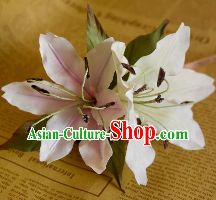 Chinese Traditional Hanfu Hair Stick Handmade Ancient Princess Lily Flowers Hairpin Chinese Traditional Hanfu Hair Stick Handmade Ancient Princess Lily Flowers Hairpin