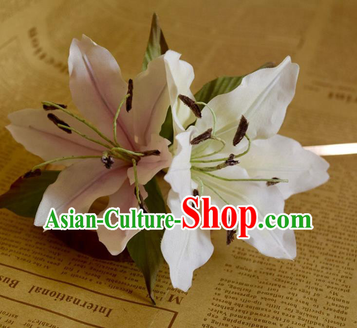 Chinese Traditional Hanfu Hair Stick Handmade Ancient Princess Lily Flowers Hairpin Chinese Traditional Hanfu Hair Stick Handmade Ancient Princess Lily Flowers Hairpin