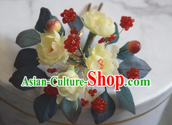 Chinese Handmade Ancient Princess Yellow Jasmine Flower Hairpin Traditional Cheongsam Hair Stick Accessories Chinese Handmade Ancient Princess Yellow Jasmine Flower Hairpin Traditional Cheongsam Hair Stick Accessories