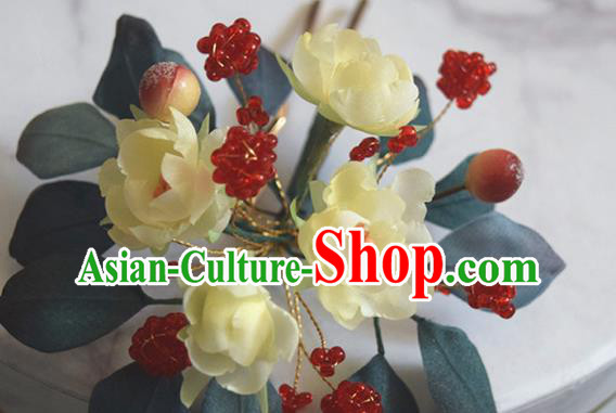 Chinese Handmade Ancient Princess Yellow Jasmine Flower Hairpin Traditional Cheongsam Hair Stick Accessories Chinese Handmade Ancient Princess Yellow Jasmine Flower Hairpin Traditional Cheongsam Hair Stick Accessories