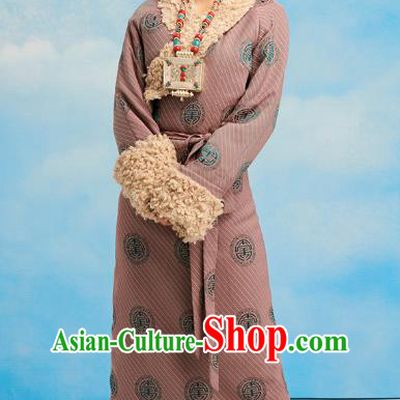 China Zang Nationality Bola Clothing Tibetan Ethnic Woman Winter Costume