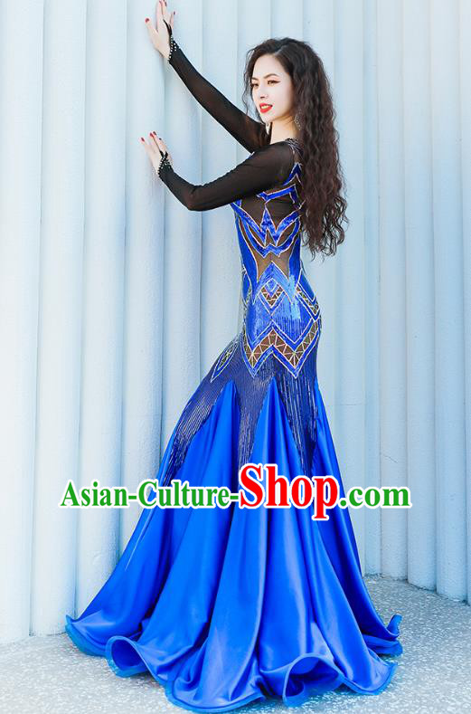 Asian Oriental Dance Royalblue Fishtail Dress India Traditional Belly Dance Clothing Asian Oriental Dance Royalblue Fishtail Dress India Traditional Belly Dance Clothing
