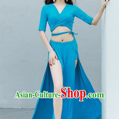 Traditional Asian Oriental Dance Raks Sharki Training Blue Uniforms Indian Belly Dance Woman Costume