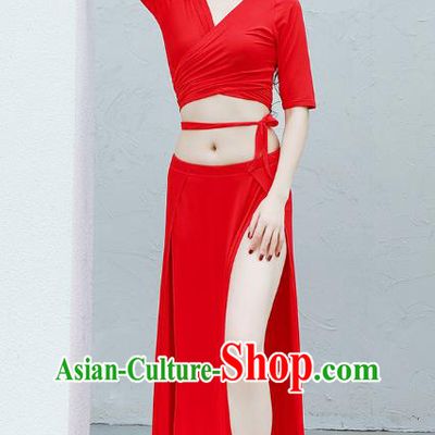 Asian Indian Belly Dance Woman Costume Traditional Oriental Dance Raks Sharki Training Red Uniforms