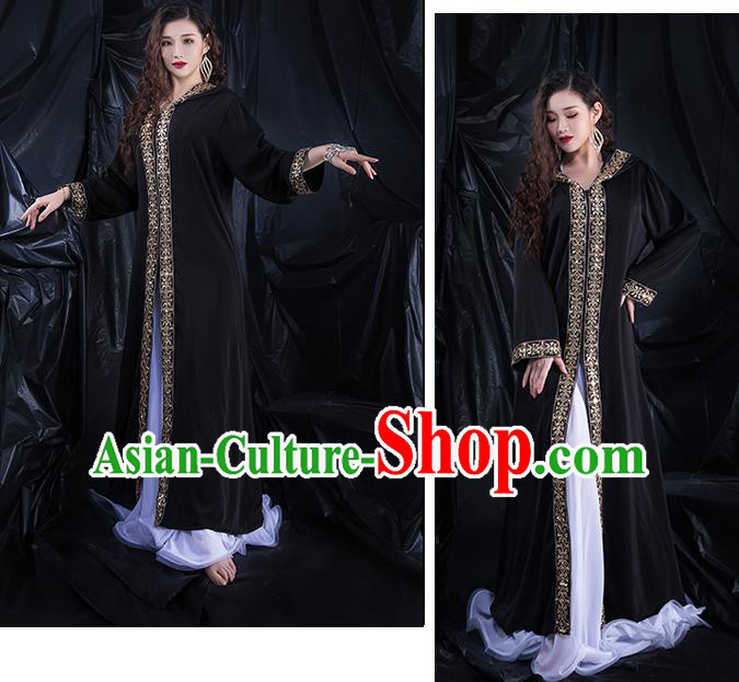 India Belly Dance Clothing Asian Oriental Dance Black Cape India Belly Dance Clothing Asian Oriental Dance Black Cape