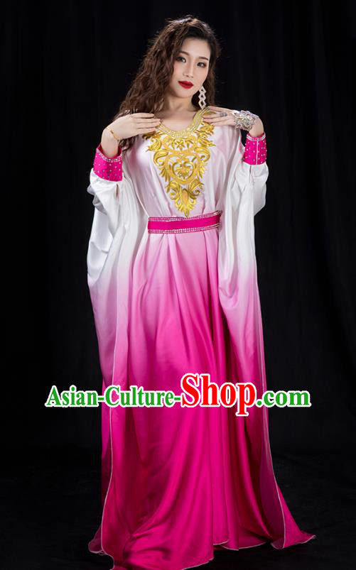 Traditional Asian Oriental Dance Khaliji Costumes Indian Belly Dance Performance Rosy Dress Traditional Asian Oriental Dance Khaliji Costumes Indian Belly Dance Performance Rosy Dress