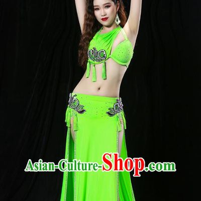 Traditional Asian Raks Sharki Oriental Dance Costumes Indian Belly Dance Stage Performance Green Uniforms