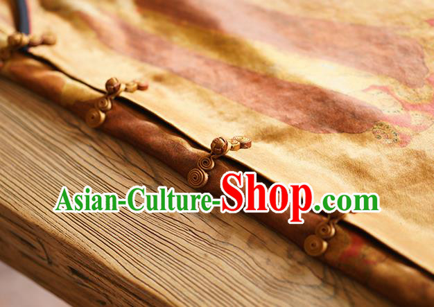China National Printing Cheongsam Classical Beauty Pattern Ginger Silk Qipao Dress China National Printing Cheongsam Classical Beauty Pattern Ginger Silk Qipao Dress