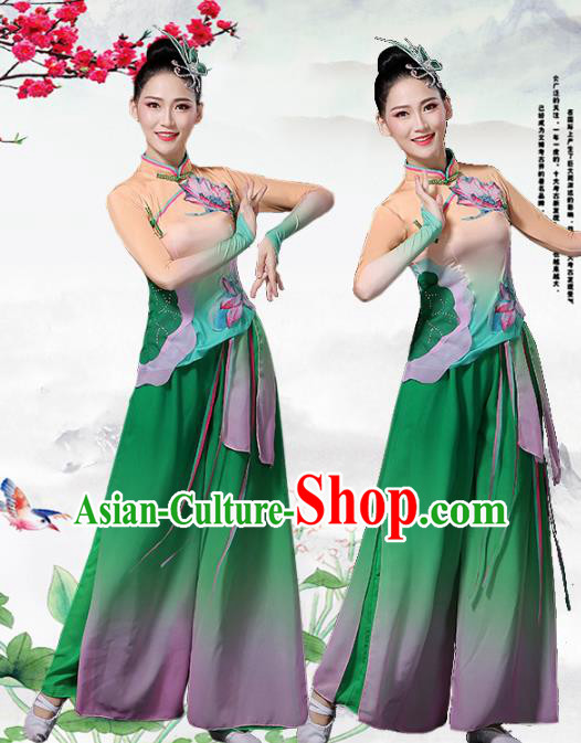 China Lotus Dance Costume Spring Festival Gala Yangko Dance Green Outfits Classical Dance Clothing China Lotus Dance Costume Spring Festival Gala Yangko Dance Green Outfits Classical Dance Clothing