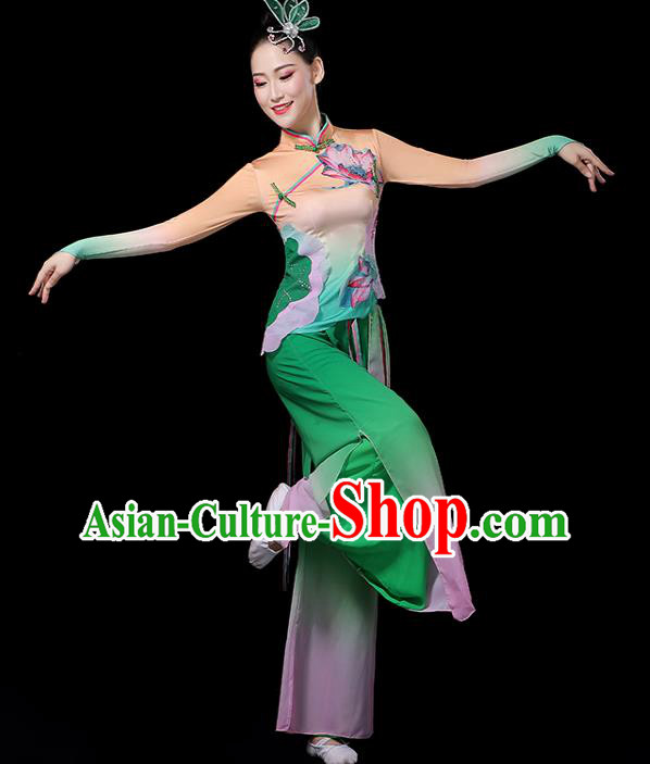 China Lotus Dance Costume Spring Festival Gala Yangko Dance Green Outfits Classical Dance Clothing China Lotus Dance Costume Spring Festival Gala Yangko Dance Green Outfits Classical Dance Clothing