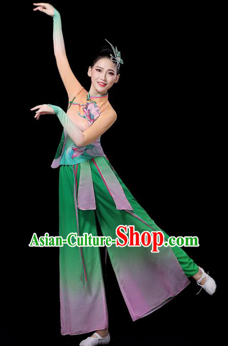 China Lotus Dance Costume Spring Festival Gala Yangko Dance Green Outfits Classical Dance Clothing China Lotus Dance Costume Spring Festival Gala Yangko Dance Green Outfits Classical Dance Clothing