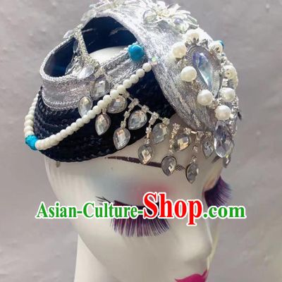 China Traditional Mongol Nationality Dance Hair Accessories Mongolian Ethnic Performance Wig Chignon Headwear