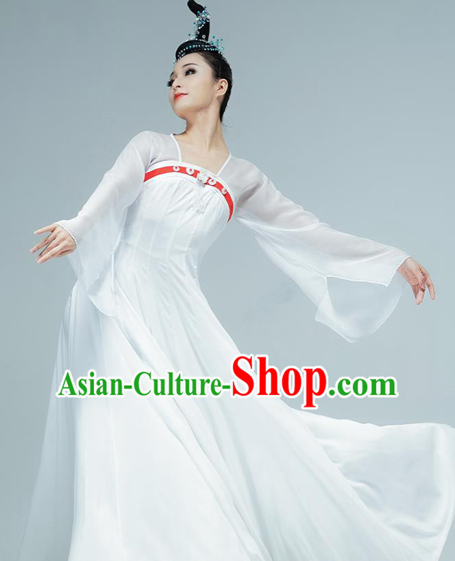 Chinese Tang Dynasty Palace Dance White Hanfu Dress Classical Dance Performance Clothing Chinese Tang Dynasty Palace Dance White Hanfu Dress Classical Dance Performance Clothing