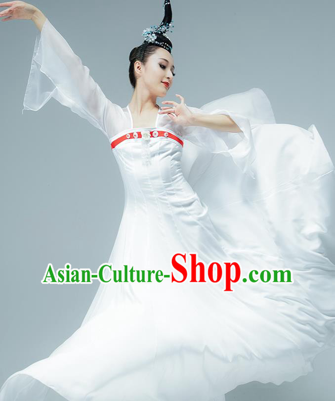 Chinese Tang Dynasty Palace Dance White Hanfu Dress Classical Dance Performance Clothing Chinese Tang Dynasty Palace Dance White Hanfu Dress Classical Dance Performance Clothing
