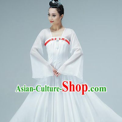 Chinese Tang Dynasty Palace Dance White Hanfu Dress Classical Dance Performance Clothing