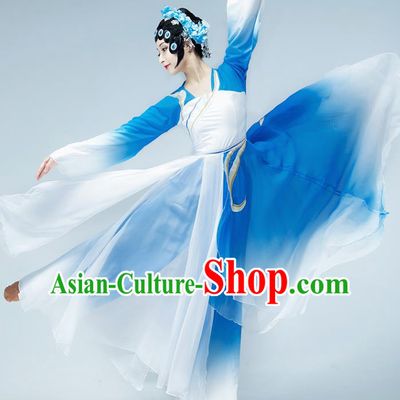 Chinese Beijing Opera Dance Blue Dress Classical Dance Stage Performance Clothing