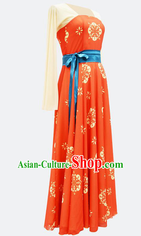 Chinese Court Dance Performance Orange Dress Group Dance Classical Dance Training Clothing Chinese Court Dance Performance Orange Dress Group Dance Classical Dance Training Clothing