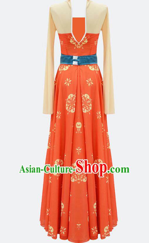Chinese Court Dance Performance Orange Dress Group Dance Classical Dance Training Clothing Chinese Court Dance Performance Orange Dress Group Dance Classical Dance Training Clothing