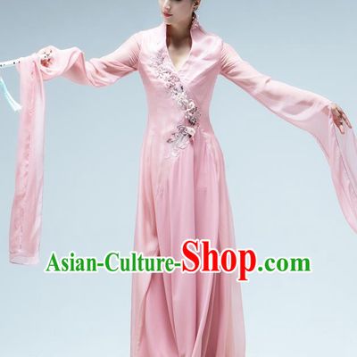 Chinese Classical Dance Pink Water Sleeve Dress Umbrella Dance Performance Clothing