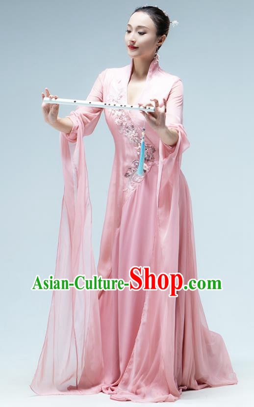 Chinese Classical Dance Pink Water Sleeve Dress Umbrella Dance Performance Clothing Chinese Classical Dance Pink Water Sleeve Dress Umbrella Dance Performance Clothing