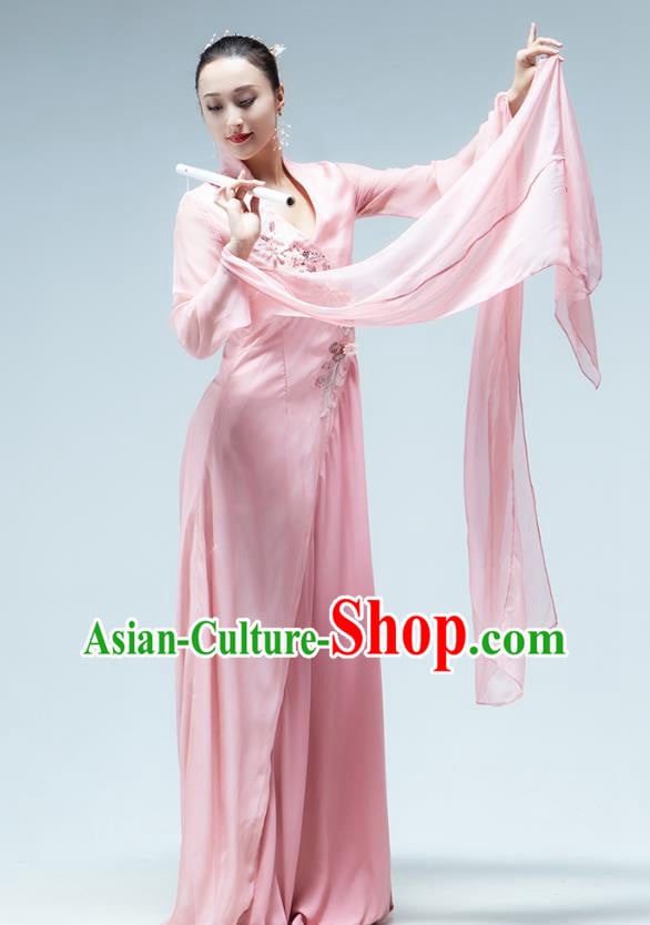 Chinese Classical Dance Pink Water Sleeve Dress Umbrella Dance Performance Clothing Chinese Classical Dance Pink Water Sleeve Dress Umbrella Dance Performance Clothing