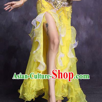Top Indian Belly Dance Yellow Skirt Asian Oriental Dance Raks Sharki Costume