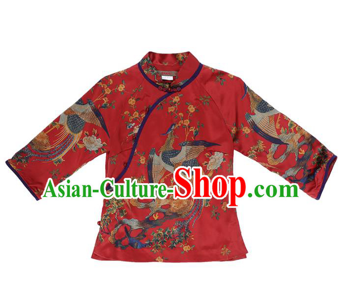 China Classical Cheongsam Shirt National Women Clothing Tang Suit Red Silk Blouse China Classical Cheongsam Shirt National Women Clothing Tang Suit Red Silk Blouse