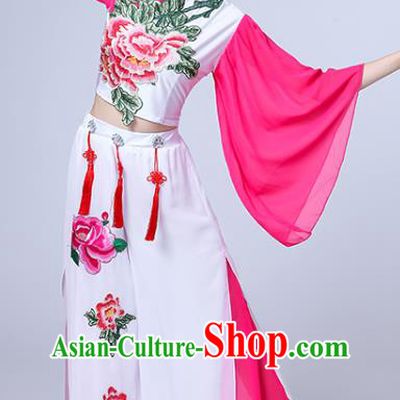China Spring Festival Gala Yangko Dance Embroidered Peony Outfits Folk Dance Clothing Fan Dance Costume