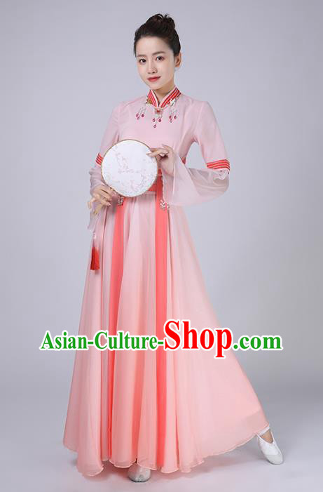 China Female Group Dance Clothing Fan Dance Costume Classical Dance Pink Dress