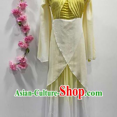 China Classical Dance Clothing Fan Dance Costume Stage Performance Yellow Dress
