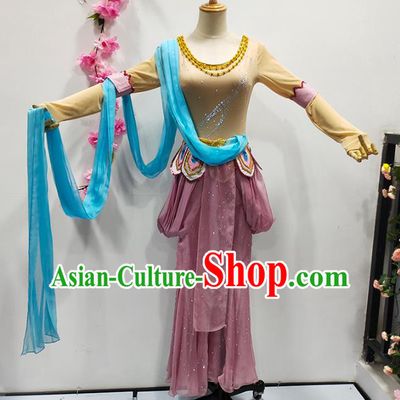 China Goddess Dance Costume Flying Apsaras Stage Performance Lilac Outfits Classical Dance Clothing