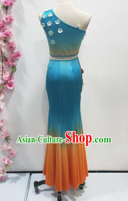 Chinese Traditional Dai Nationality Peacock Dance Dress Yunnan Ethnic Performance Clothing Chinese Traditional Dai Nationality Peacock Dance Dress Yunnan Ethnic Performance Clothing