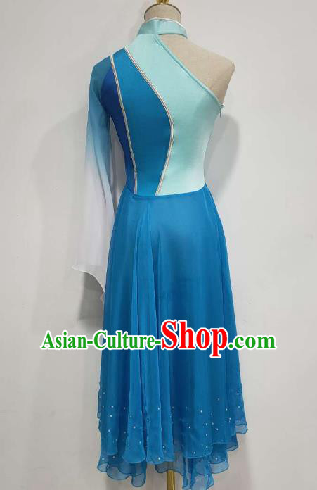 China Yangko Dance Clothing Folk Dance Costume Fan Dance Blue Dress China Yangko Dance Clothing Folk Dance Costume Fan Dance Blue Dress