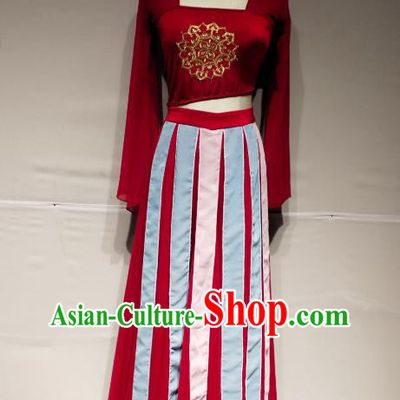 China Tang Dynasty Court Dance Stage Performance Costume Classical Dance Red Dress Clothing