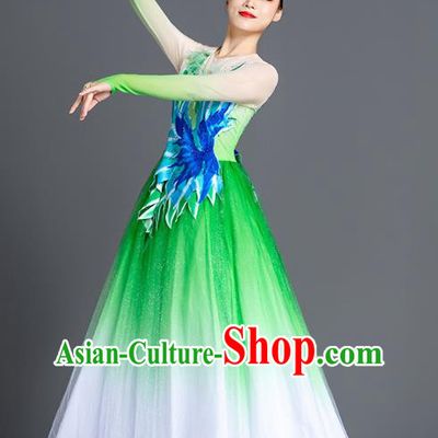 China Modern Dance Clothing Spring Festival Gala Stage Performance Costume Opening Dance Green Dress