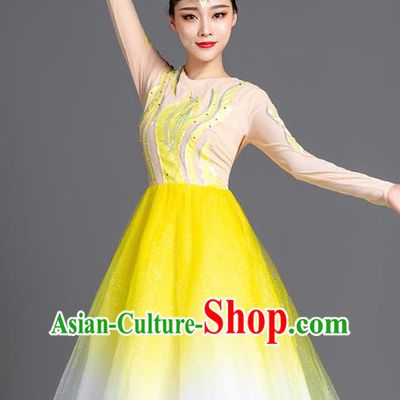 China Spring Festival Gala Stage Performance Costume Opening Dance Yellow Dress Modern Dance Clothing