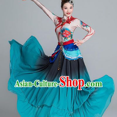 China Female Group Dance Stage Performance Costume Classical Dance Clothing Flying Dance Green Dress