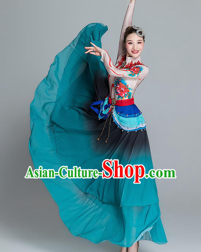 China Female Group Dance Stage Performance Costume Classical Dance Clothing Flying Dance Green Dress China Female Group Dance Stage Performance Costume Classical Dance Clothing Flying Dance Green Dress