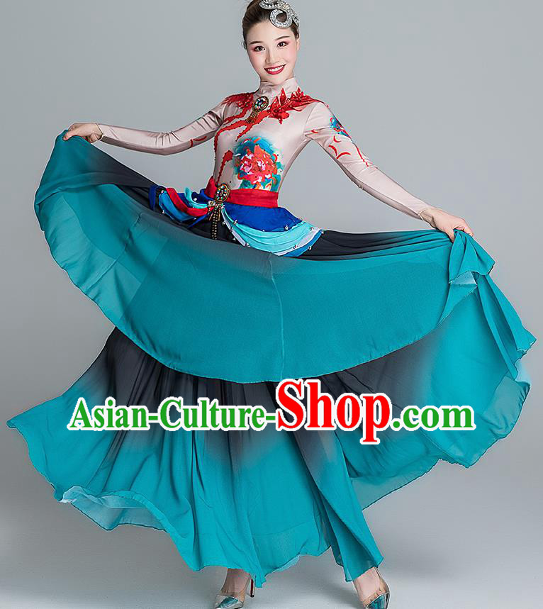 China Female Group Dance Stage Performance Costume Classical Dance Clothing Flying Dance Green Dress China Female Group Dance Stage Performance Costume Classical Dance Clothing Flying Dance Green Dress